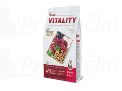Akinu VITALITY STERILISED Kuřecí a škvarky granule 1,5 kg